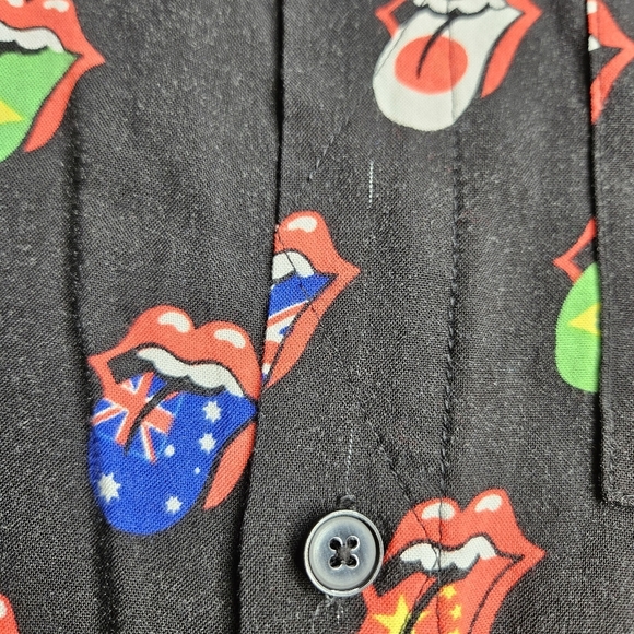 The Rolling Stones Tongue Button Down Medium Short Sleeve multi color - Picture 3 of 10